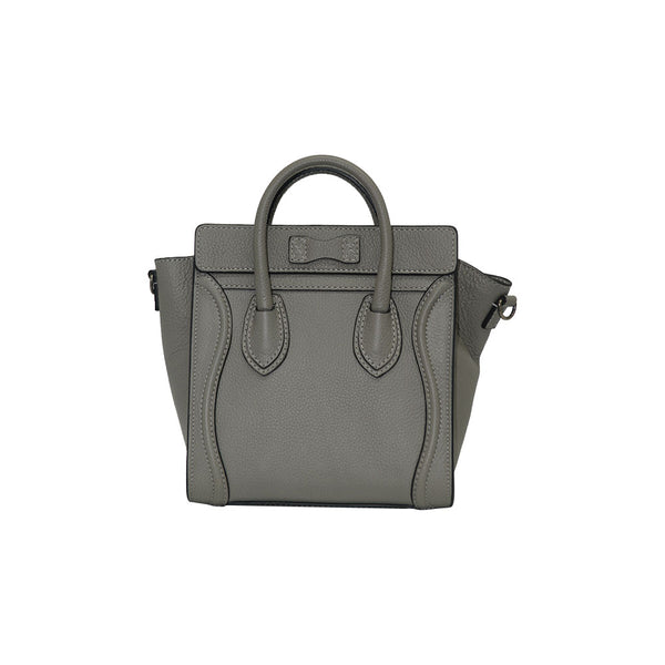 C line NANO Luggage Gray Black Trim In Pebble Calf Leather Tote