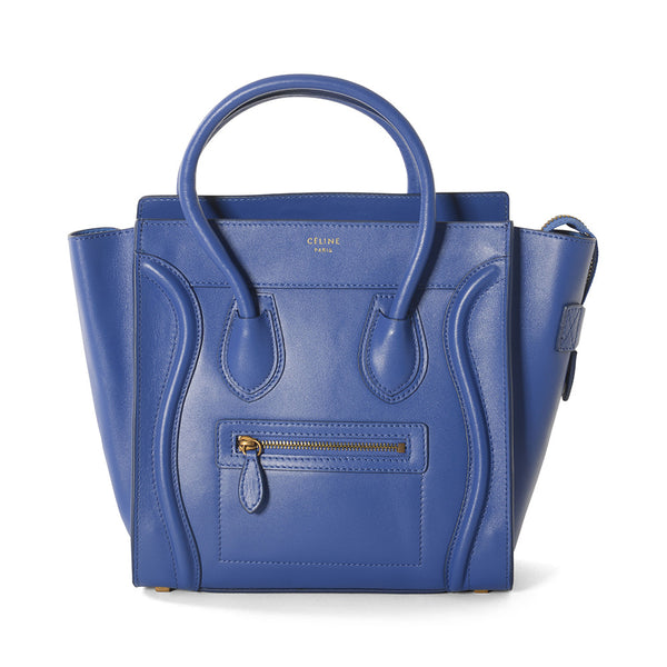 Celine Micro Luggage Smooth Calf Leather Blue Tote Bag BRANDS N BAGS