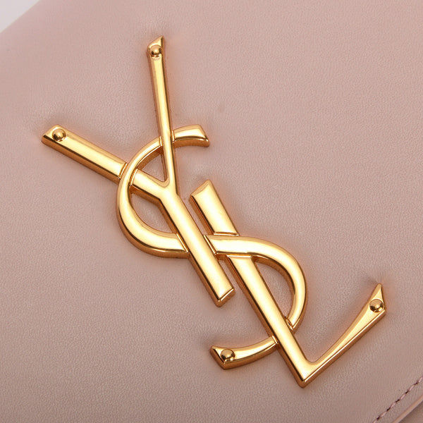 Saint Laurent Gold Metallic Leather Classic Monogram Tassel Small