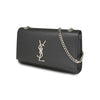 Saint Laurent Mediun Kate Shoulder Bag Grain Du Poudre Leather Black with Silver